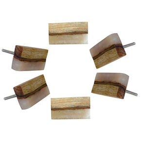 NEW Set of 6 Drawer Rectangle Pull Wooden Knobs Lot with Glass